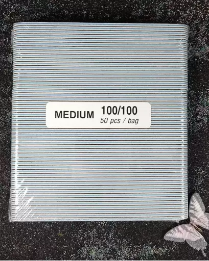 Padded Nail Files 100-100 GRIT - Medium 50 pcs​ package