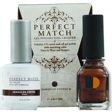 LECHAT PERFECT MATCH GEL POLISH & NAIL LACQUER JAMAICAN COFFEE 2-.5OZ/15ML
