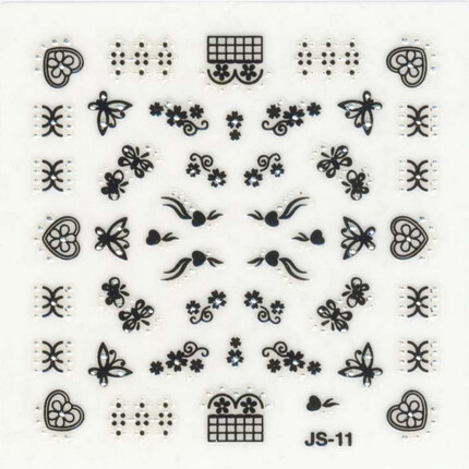 3D DETAILED NAIL STICKERS SKU3DJW11W/ METAL STONES