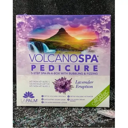 LA PALM VOLCANO PEDICURE 5 STEPS SPA IN A BOX WITH BUBBLING & FIZZING LAVENDER ERUPTION