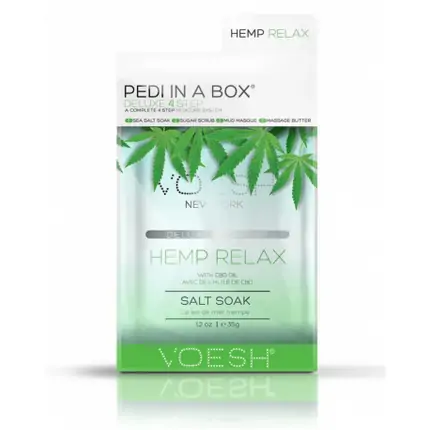 VOESH DELUXE PEDICURE IN A BOX 4 IN 1 - SOAK, SCRUB, MASQUE, MASSAGE - HEMP RELAX