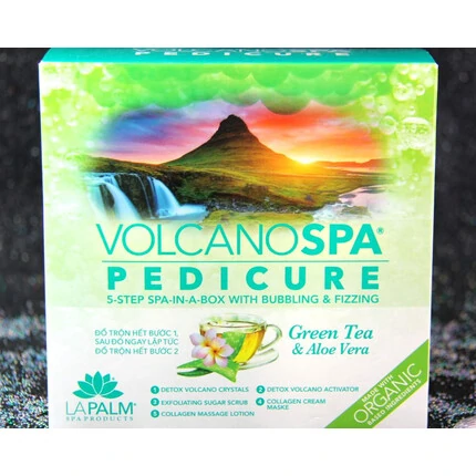 LA PALM VOLCANO PEDICURE 5 STEPS SPA IN A BOX WITH BUBBLING & FIZZING GREEN TEA & ALOE VERA