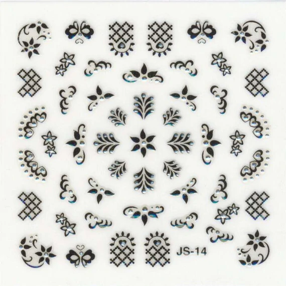 3D DETAILED NAIL STICKERS 3DJW14 WITH METAL STONES