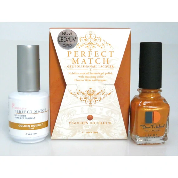LECHAT PERFECT MATCH GEL POLISH & NAIL LACQUER GOLDEN DOUBLET 2-.5OZ/15ML - PMS22