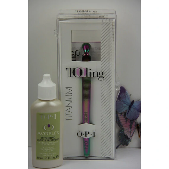 OPI AVOPLEX EXFOLIATING CUTICLE TREATMENT 30 ML-1 FL.OZ AND TITANIUM PUSHER IM220 OPI AVOPLEX EXFOLIATING CUTICLE TREATMENT 30 ML-1 FL.OZ AND TITANIUM PUSHER IM220