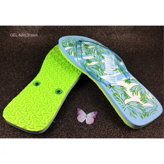 BEACH OR SPA FLIP-FLOPS LIME AND BLUE