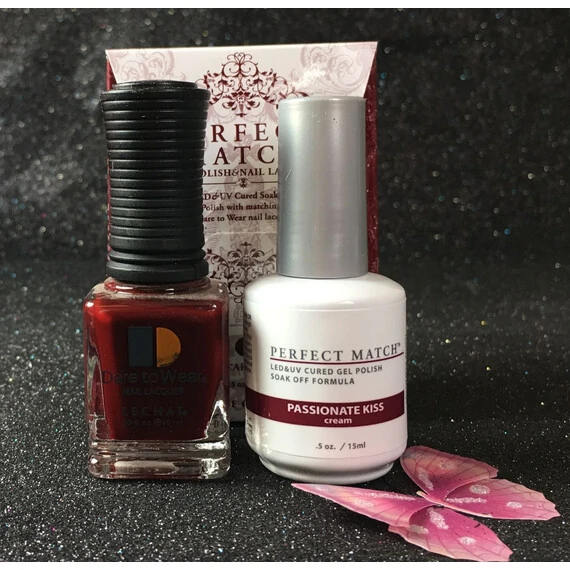 LECHAT PASSIONATE KISS PERFECT MATCH GEL POLISH & NAIL LACQUER PMS191 -.5OZ/15ML LUSH REDS COLLECTION