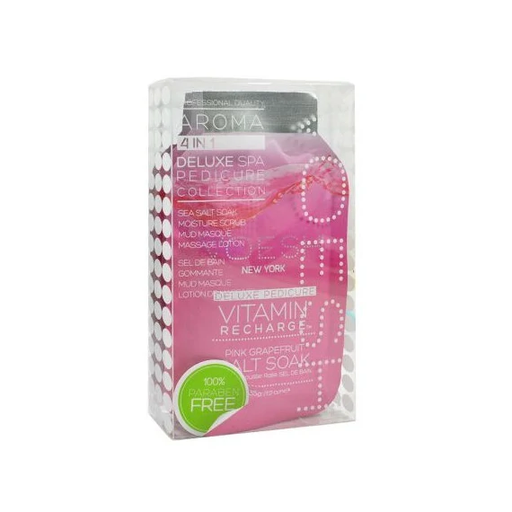 VOESH DELUXE PEDICURE IN A BOX 4 IN 1 - SOAK, SCRUB, MASQUE, MASSAGE - VITAMIN RECHARGE