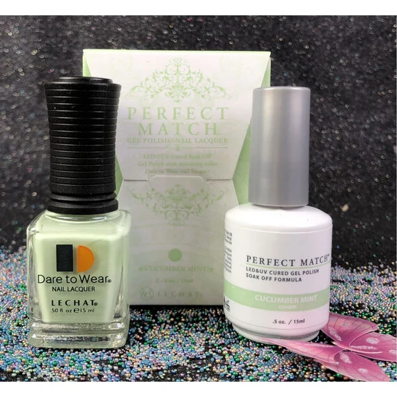 LECHAT CUCUMBER MINT PMS227 PERFECT MATCH GEL POLISH & NAIL LACQUER 2-.5OZ/15ML