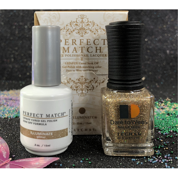 LECHAT ILLUMINATE PMS218 PERFECT MATCH MOON GODDESS COLLECTION GEL POLISH & NAIL LACQUER 2-.5OZ 15ML
