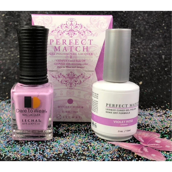 LECHAT VIOLET ROSE PMS228 PERFECT MATCH GEL POLISH & NAIL LACQUER 2-.5OZ/15ML