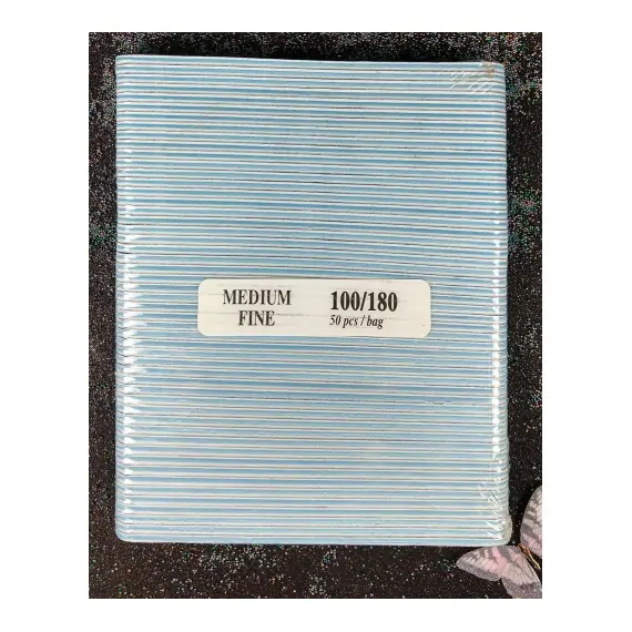 PADDED NAIL FILES 100-180 GRIT - MEDIUM FINE 50 PCS​ PACKAGE