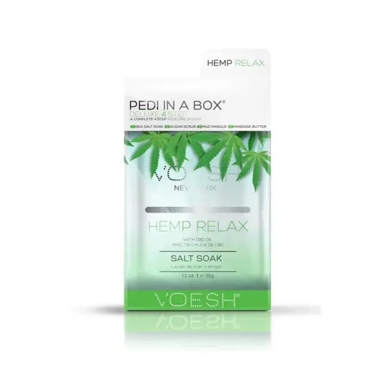 VOESH DELUXE PEDICURE IN A BOX 4 IN 1 - SOAK, SCRUB, MASQUE, MASSAGE - HEMP RELAX