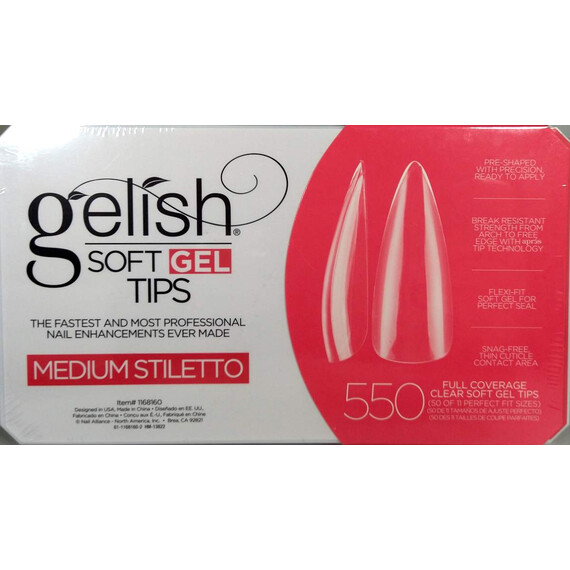 HARMONY GELISH - SOFT GEL TIPS - MEDIUM STILETTO 550CT