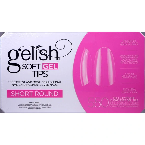 HARMONY GELISH - SOFT GEL TIPS - SHORT ROUND 550CT