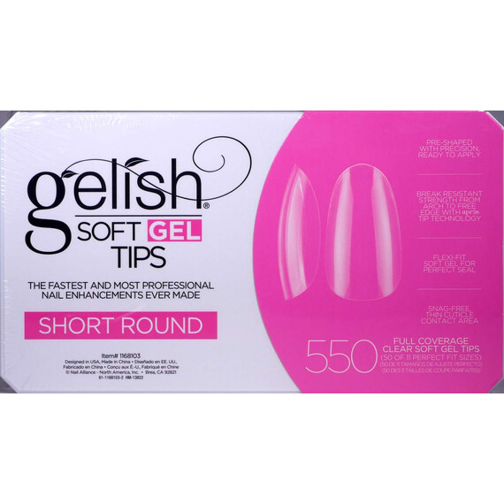 HARMONY GELISH - SOFT GEL TIPS - SHORT ROUND 550CT