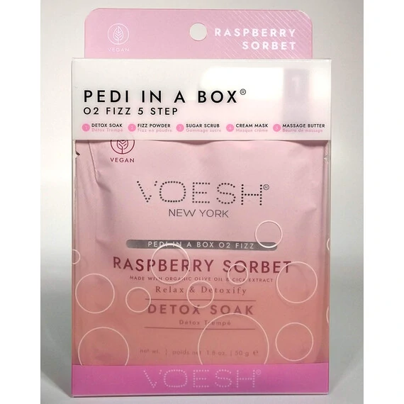 VOESH RASPBERRY SORBET O2 FIZZ 5 STEP PEDI IN A BOX VPC508RBS